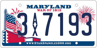 MD license plate 3AX7193