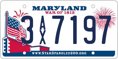 MD license plate 3AX7197