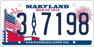 MD license plate 3AX7198