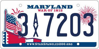 MD license plate 3AX7203