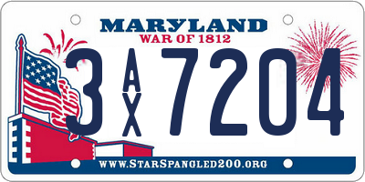 MD license plate 3AX7204