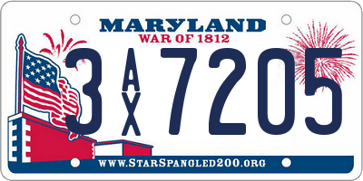 MD license plate 3AX7205