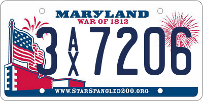 MD license plate 3AX7206