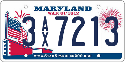 MD license plate 3AX7213