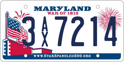 MD license plate 3AX7214