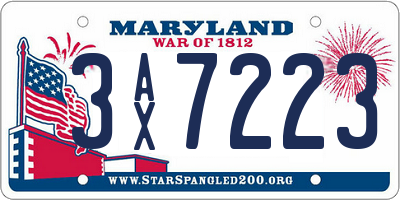 MD license plate 3AX7223