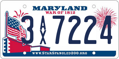 MD license plate 3AX7224
