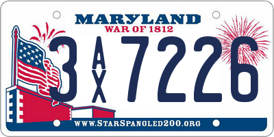 MD license plate 3AX7226