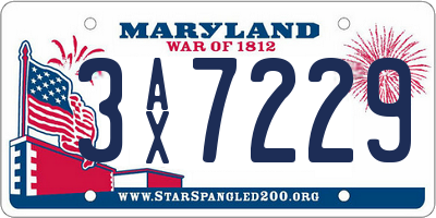 MD license plate 3AX7229