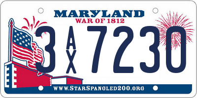 MD license plate 3AX7230