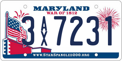 MD license plate 3AX7231