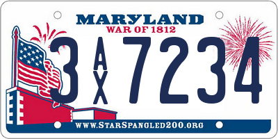 MD license plate 3AX7234