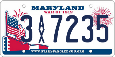 MD license plate 3AX7235