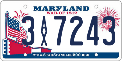 MD license plate 3AX7243