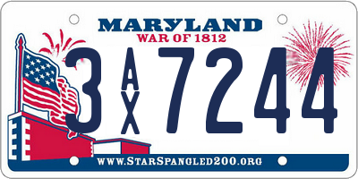 MD license plate 3AX7244