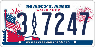 MD license plate 3AX7247