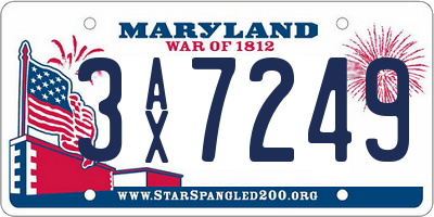 MD license plate 3AX7249