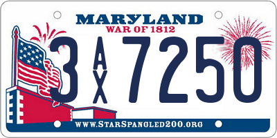 MD license plate 3AX7250