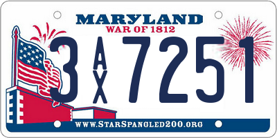 MD license plate 3AX7251