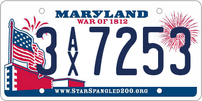 MD license plate 3AX7253