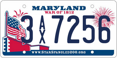 MD license plate 3AX7256