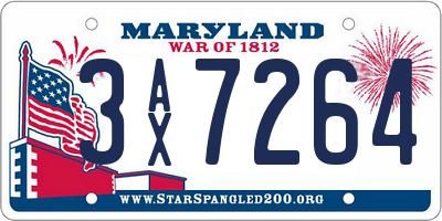MD license plate 3AX7264