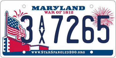 MD license plate 3AX7265