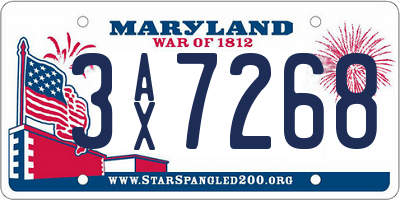 MD license plate 3AX7268