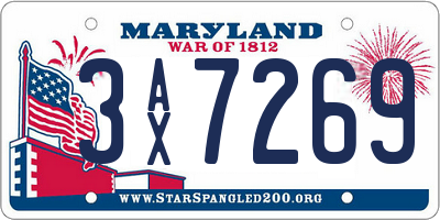MD license plate 3AX7269