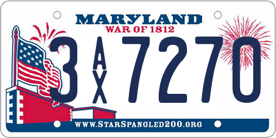 MD license plate 3AX7270