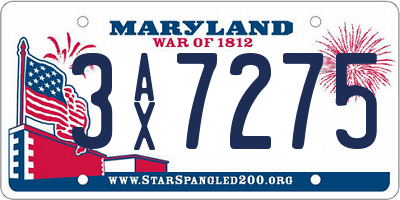 MD license plate 3AX7275
