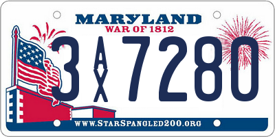 MD license plate 3AX7280