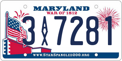 MD license plate 3AX7281