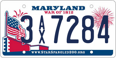MD license plate 3AX7284