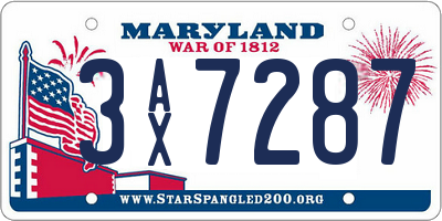 MD license plate 3AX7287