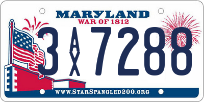MD license plate 3AX7288