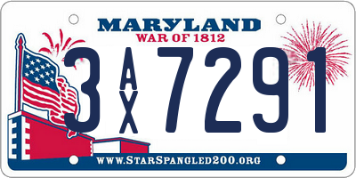 MD license plate 3AX7291