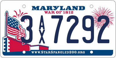 MD license plate 3AX7292