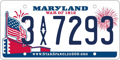 MD license plate 3AX7293