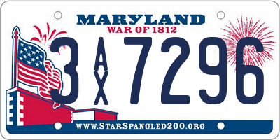 MD license plate 3AX7296