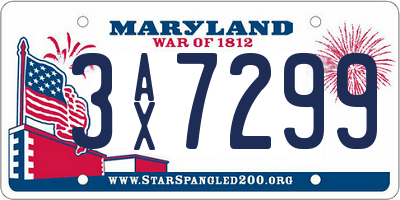 MD license plate 3AX7299