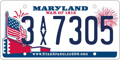 MD license plate 3AX7305