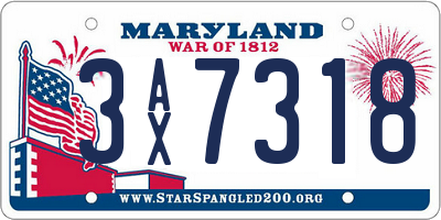 MD license plate 3AX7318