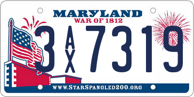 MD license plate 3AX7319