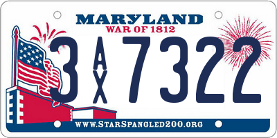 MD license plate 3AX7322