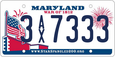 MD license plate 3AX7333