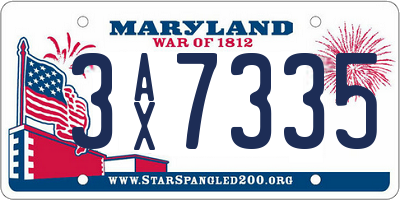 MD license plate 3AX7335
