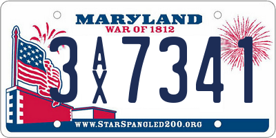 MD license plate 3AX7341