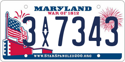 MD license plate 3AX7343