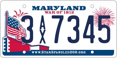 MD license plate 3AX7345